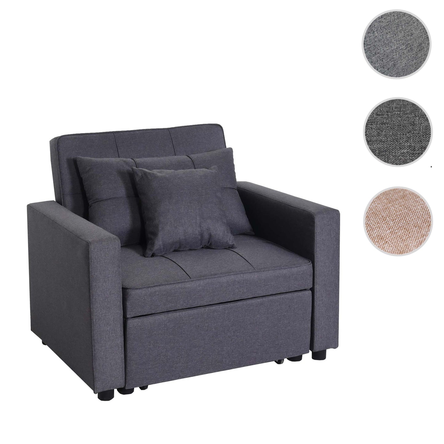 Cosmo Casa - Slaapstoel - Relax-klapstoel slaapbank - Stoftextiel - Donkergrijs - 197×103 cm