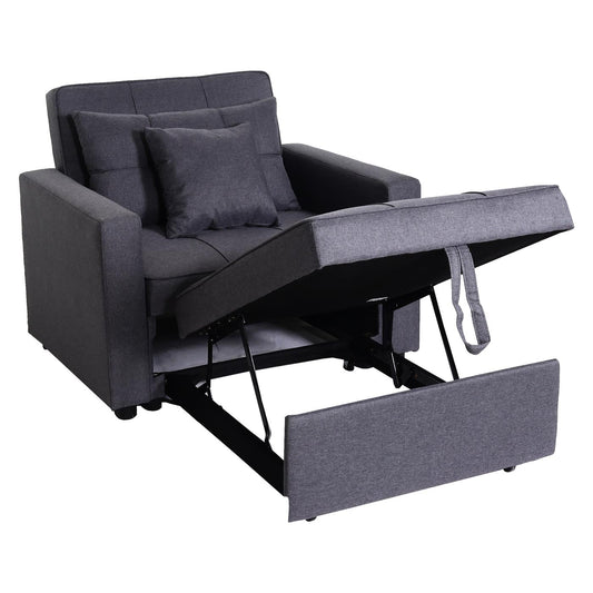 Cosmo Casa - Slaapstoel - Relax-klapstoel slaapbank - Stoftextiel - Donkergrijs - 197×103 cm