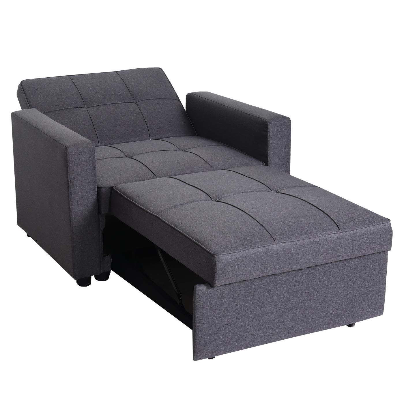 Cosmo Casa - Slaapstoel - Relax-klapstoel slaapbank - Stoftextiel - Donkergrijs - 197×103 cm