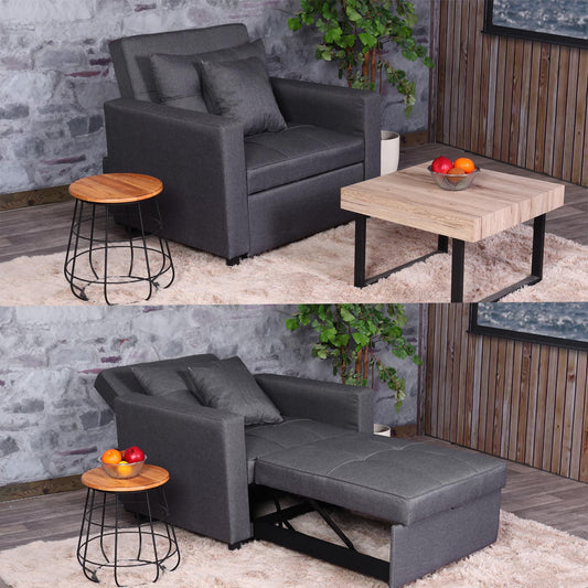 Cosmo Casa - Slaapstoel - Relax-klapstoel slaapbank - Stoftextiel - Donkergrijs - 197×103 cm