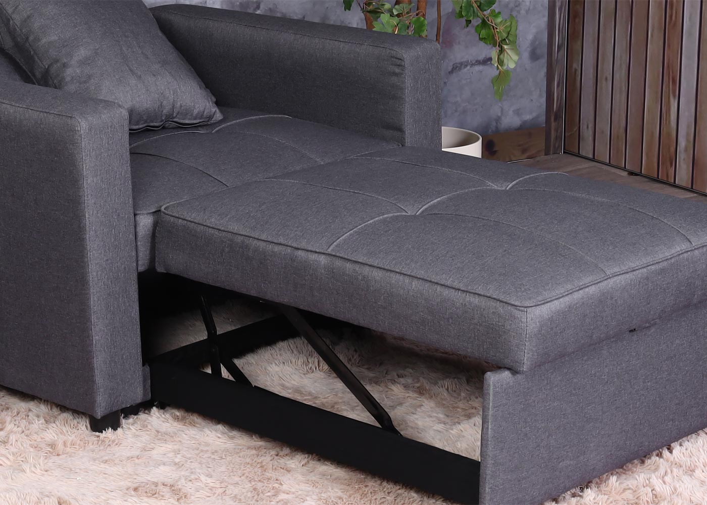Cosmo Casa - Slaapstoel - Relax-klapstoel slaapbank - Stoftextiel - Donkergrijs - 197×103 cm
