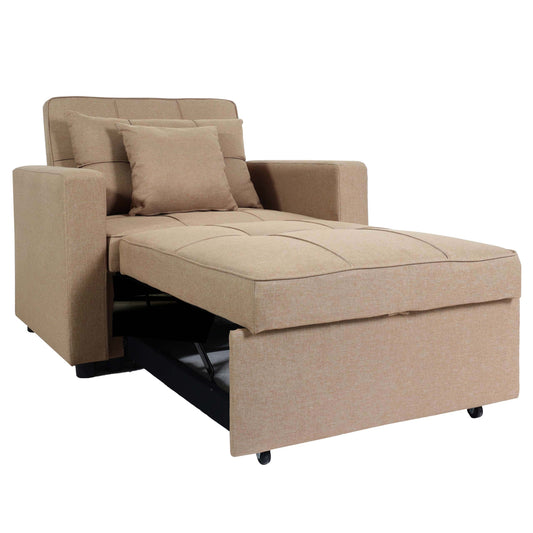 Cosmo Casa - Slaapstoel - Relax-klapstoel slaapbank - Stoftextiel - Taupe - 197×103 cm