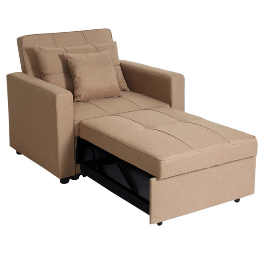 Cosmo Casa - Slaapstoel - Relax-klapstoel slaapbank - Stoftextiel - Taupe - 197×103 cm