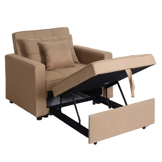 Cosmo Casa - Slaapstoel - Relax-klapstoel slaapbank - Stoftextiel - Taupe - 197×103 cm