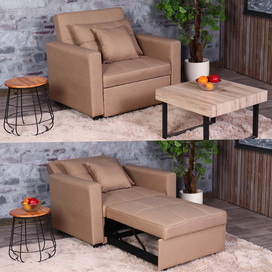 Cosmo Casa - Slaapstoel - Relax-klapstoel slaapbank - Stoftextiel - Taupe - 197×103 cm