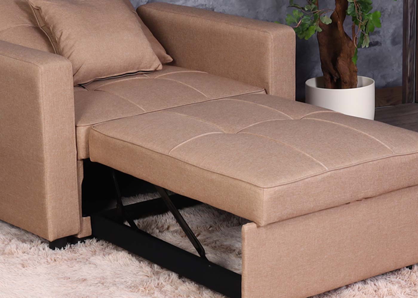 Cosmo Casa - Slaapstoel - Relax-klapstoel slaapbank - Stoftextiel - Taupe - 197×103 cm