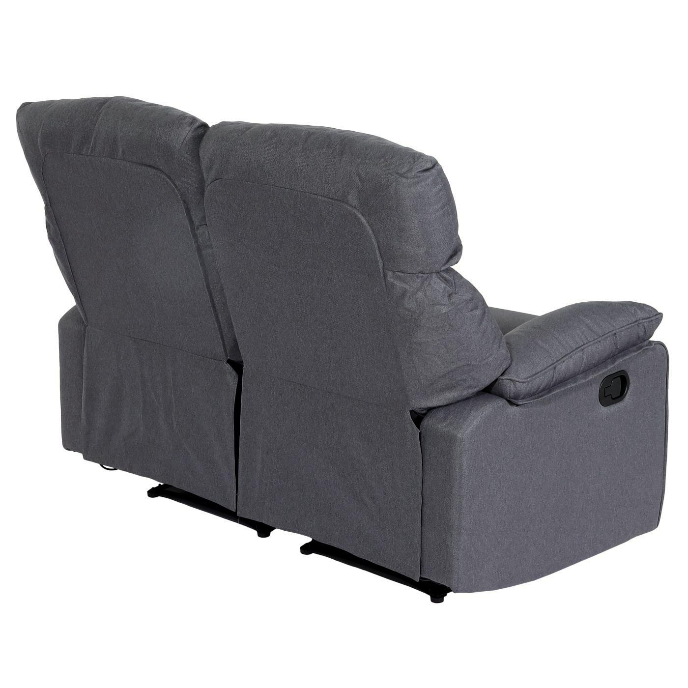 Cosmo Casa - Bioscoopstoel 2-Zits - Relaxstoel met No-Sag Vering en Armleuningen - Textiel - Donkergrijs