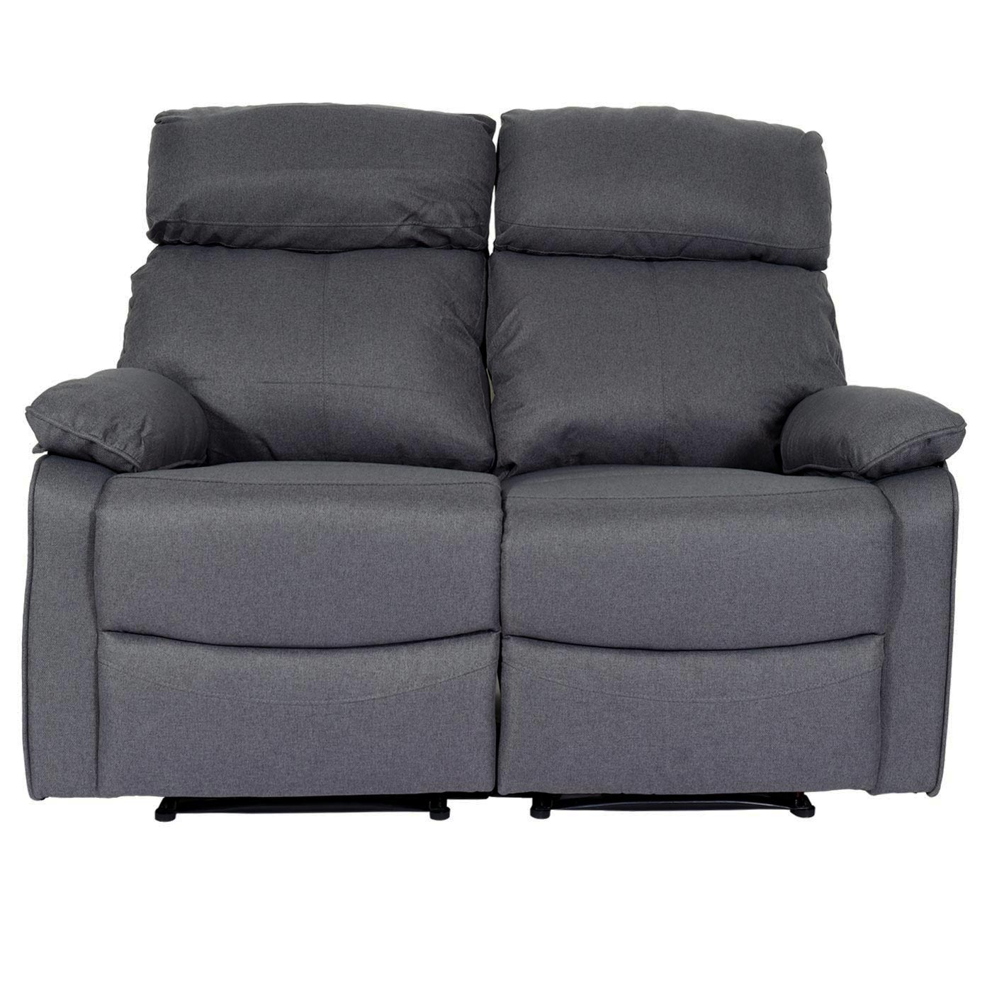 Cosmo Casa - Bioscoopstoel 2-Zits - Relaxstoel met No-Sag Vering en Armleuningen - Textiel - Donkergrijs