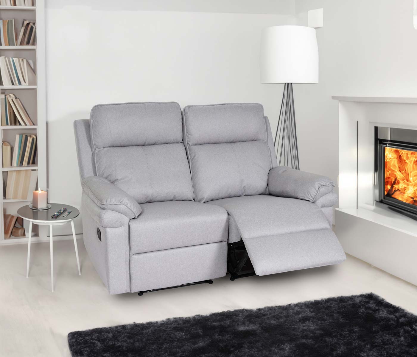 Cosmo Casa - 2-zits Bioscoopstoel - Relaxfauteuil met Armleuningen en No-Sag Vering - Textiel - Lichtgrijs