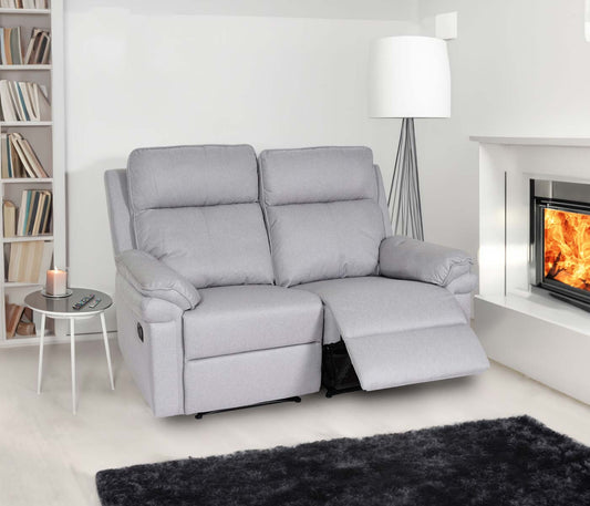 Cosmo Casa - 2-zits Bioscoopstoel - Relaxfauteuil met Armleuningen en No-Sag Vering - Textiel - Lichtgrijs