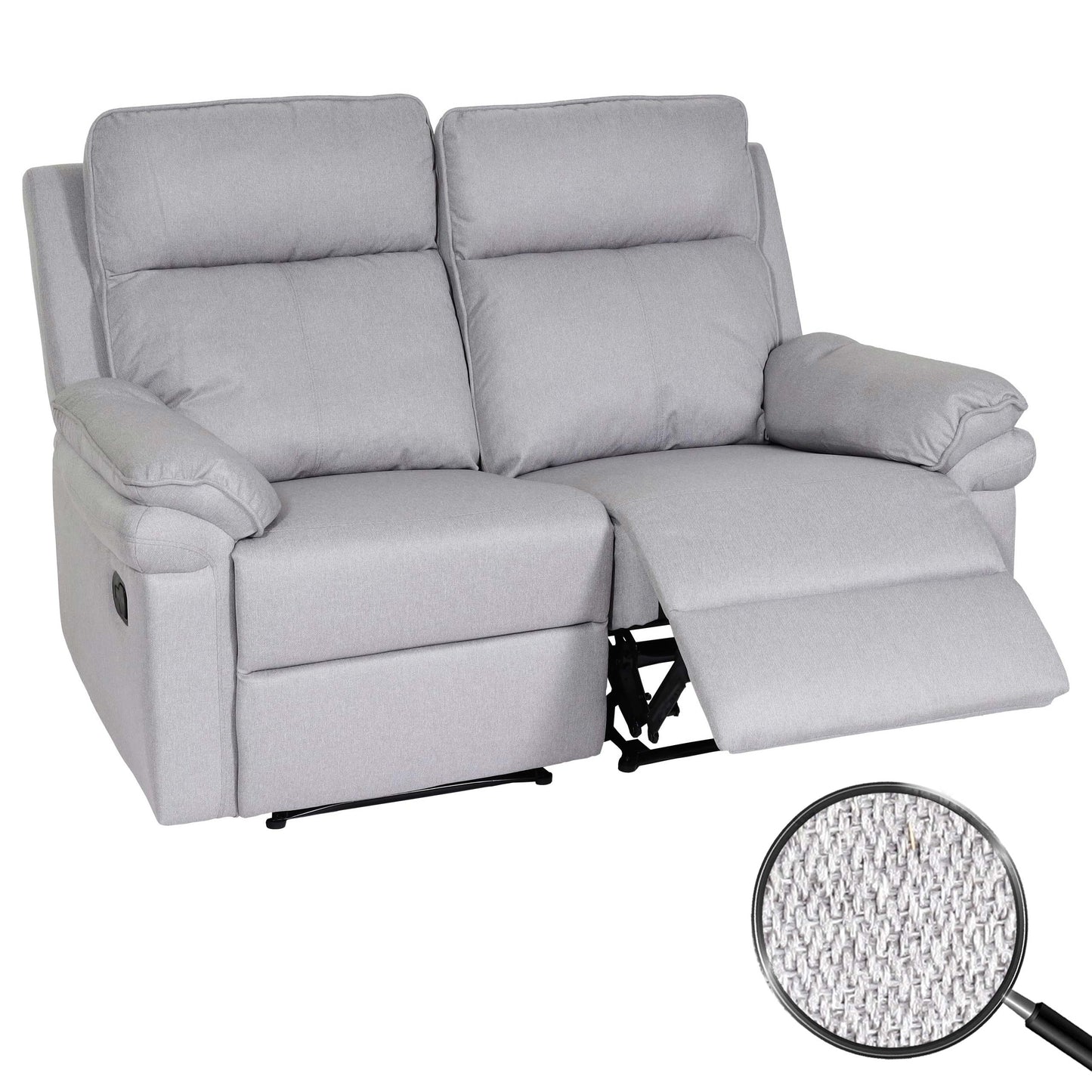 Cosmo Casa - 2-zits Bioscoopstoel - Relaxfauteuil met Armleuningen en No-Sag Vering - Textiel - Lichtgrijs