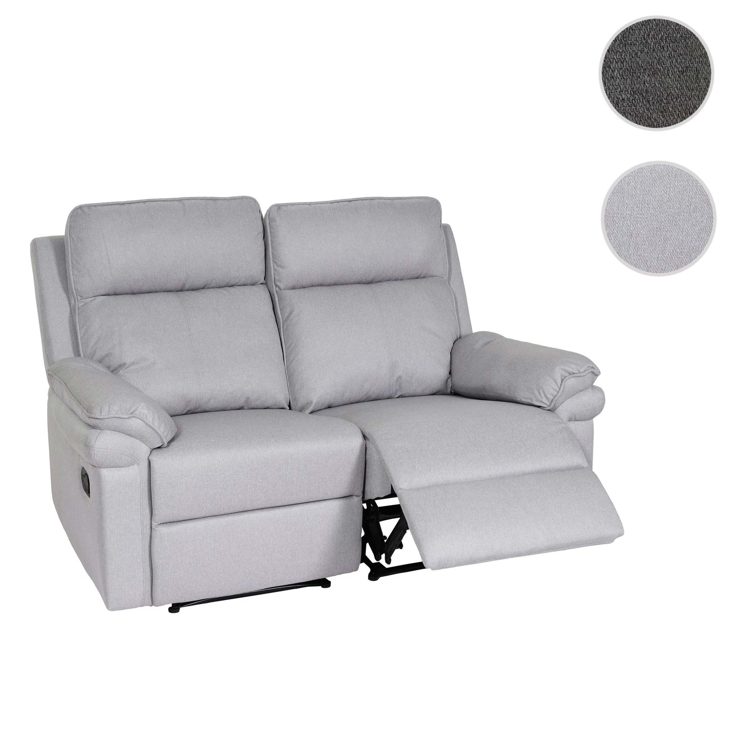 Cosmo Casa - 2-zits Bioscoopstoel - Relaxfauteuil met Armleuningen en No-Sag Vering - Textiel - Lichtgrijs
