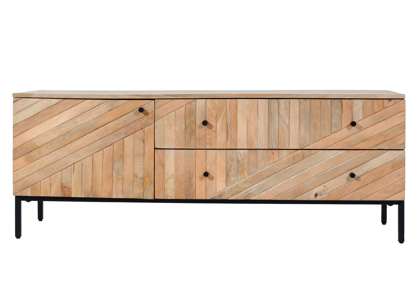 Cosmo Casa - TV Rek - TV Plank - Lowboard - Ladekast - Massief Mangohout - 56x145x43 cm - Natuurlijk