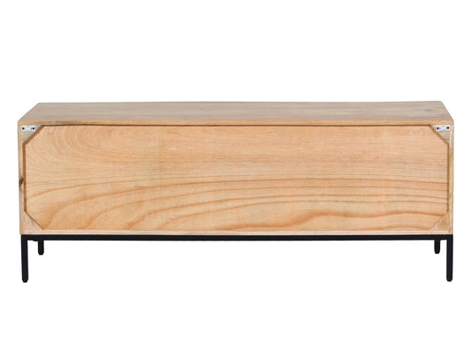 Cosmo Casa - TV Rek - TV Plank - Lowboard - Ladekast - Massief Mangohout - 56x145x43 cm - Natuurlijk