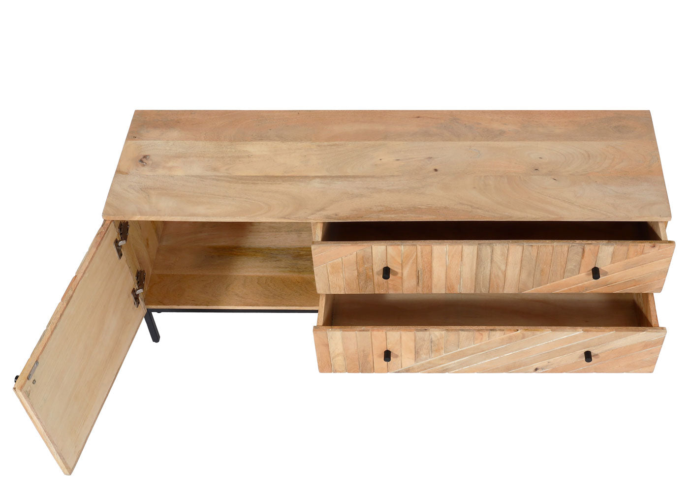 Cosmo Casa - TV Rek - TV Plank - Lowboard - Ladekast - Massief Mangohout - 56x145x43 cm - Natuurlijk