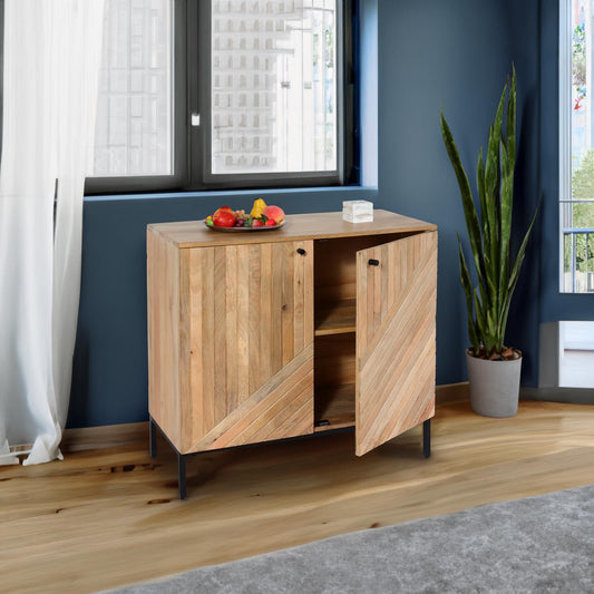 Cosmo Casa - Highboard Kast - Ladekast Dressoir - Mangohout - Natuurkleur