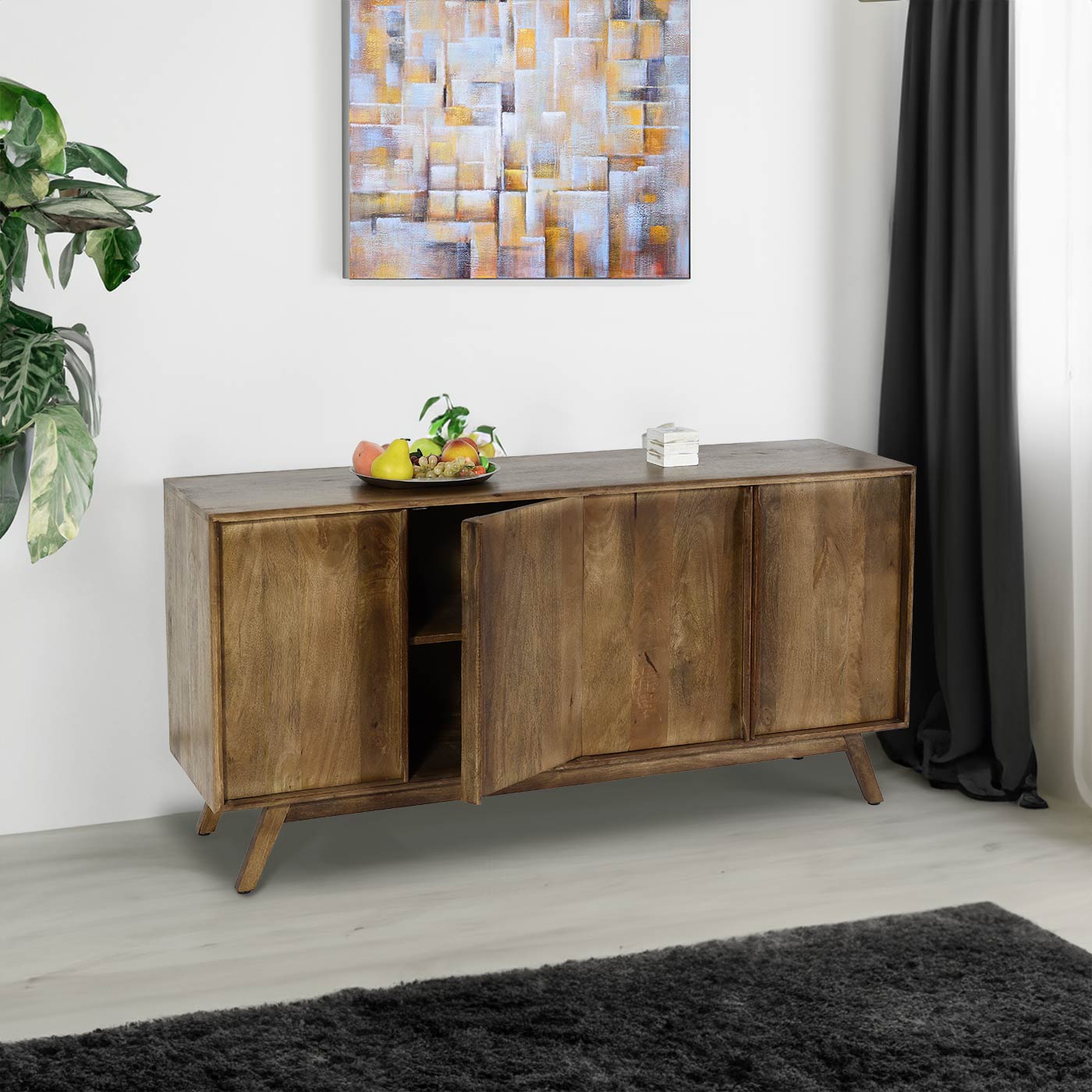 Cosmo Casa - Dressoir - Met vakken - Mangohout - Naturel - 72×146×43 cm