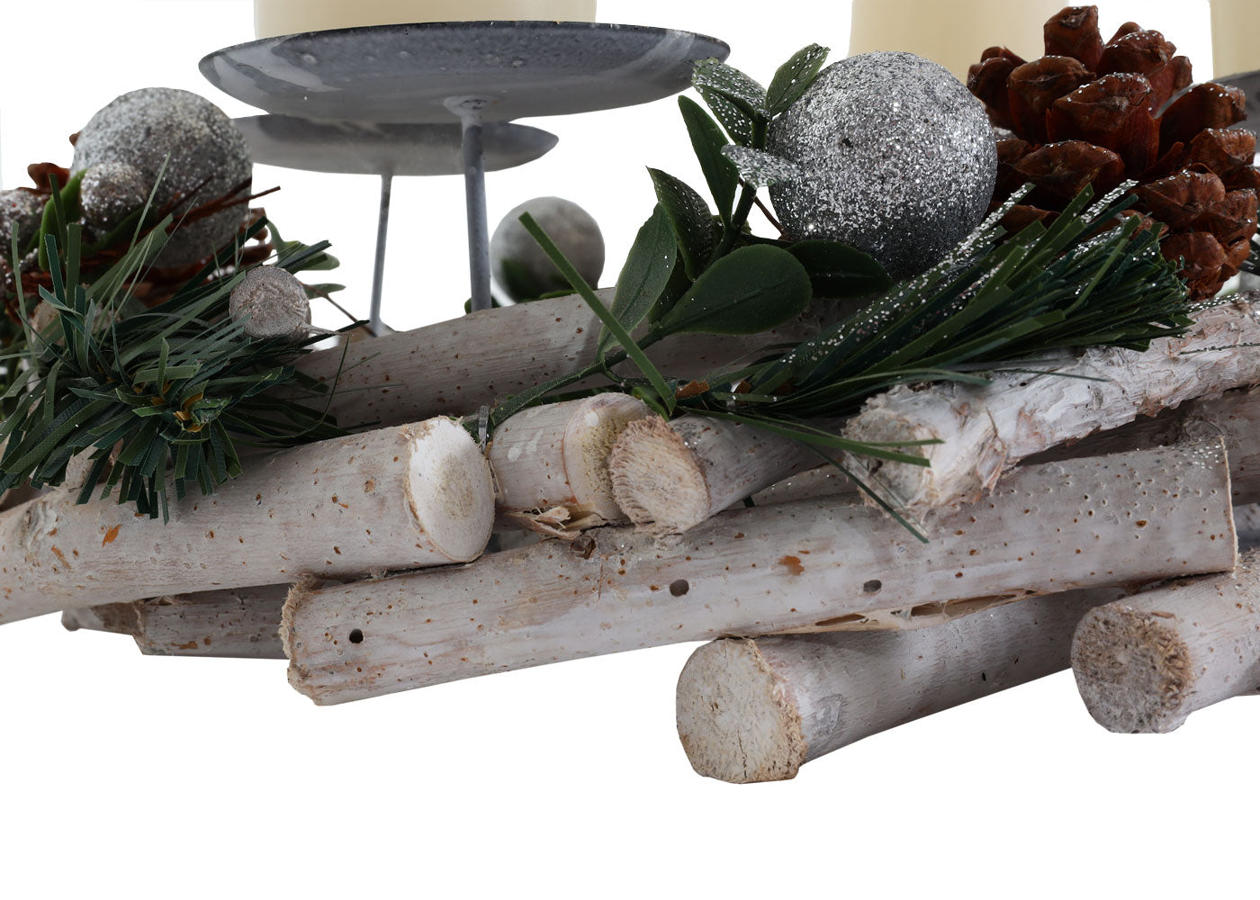 Cosmo Casa - Adventskrans - Met Kaarsen Tafeldecoratie - Hout - Zilverwit