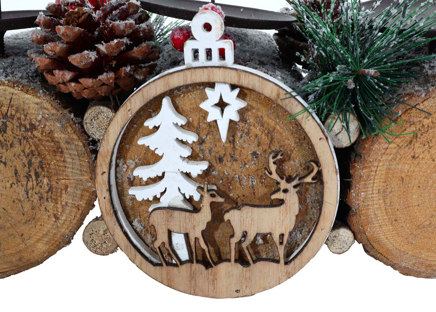 Cosmo Casa - Adventsarrangement - Kaarsenhouder Zonder Kaarsen - Hout - Gemengd Zilverwit