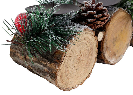 Cosmo Casa - Adventsarrangement - Kaarsenhouder Zonder Kaarsen - Hout - Gemengd Zilverwit