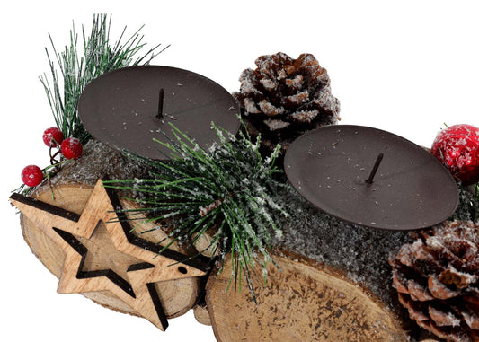 Cosmo Casa - Adventsarrangement - Kaarsenhouder Zonder Kaarsen - Hout - Gemengd Zilverwit