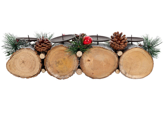 Cosmo Casa - Adventsarrangement - Kaarsenhouder Zonder Kaarsen - Hout - Gemengd Zilverwit