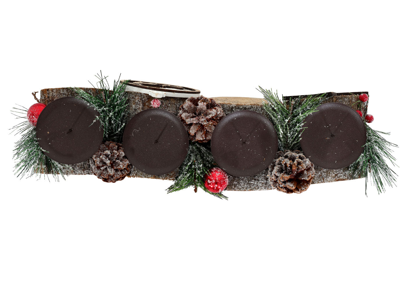 Cosmo Casa - Adventsarrangement - Kaarsenhouder Zonder Kaarsen - Hout - Gemengd Zilverwit