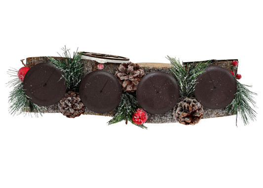 Cosmo Casa - Adventsarrangement - Kaarsenhouder Zonder Kaarsen - Hout - Gemengd Zilverwit