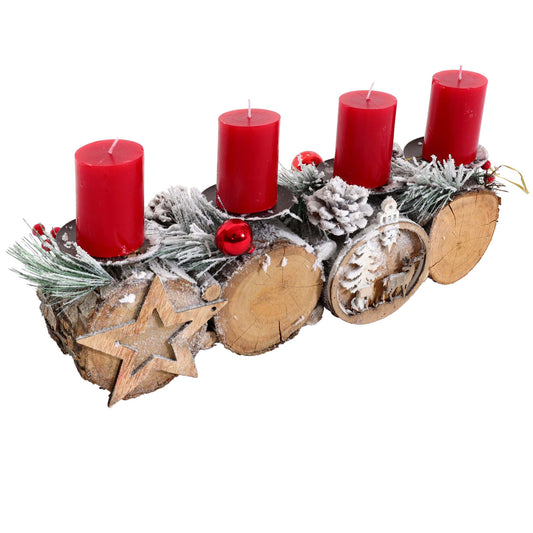 Cosmo Casa - Adventsarrangement - Kaarsenhouder Met Kaarsen - Hout - Gemengd Zilverwit