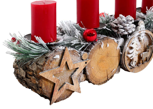 Cosmo Casa - Adventsarrangement - Kaarsenhouder Met Kaarsen - Hout - Gemengd Zilverwit