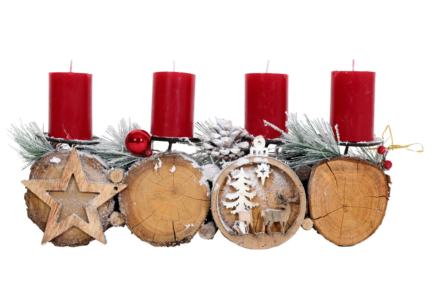 Cosmo Casa - Adventsarrangement - Kaarsenhouder Met Kaarsen - Hout - Gemengd Zilverwit