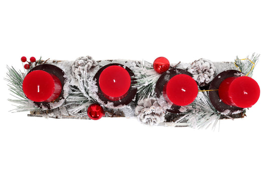 Cosmo Casa - Adventsarrangement - Kaarsenhouder Met Kaarsen - Hout - Gemengd Zilverwit