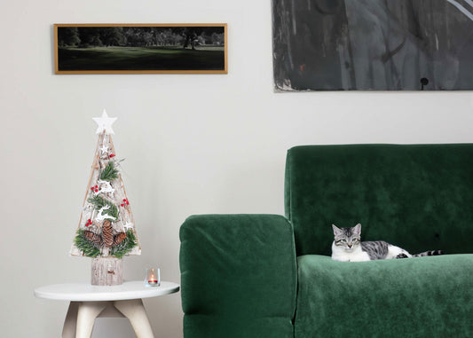 Cosmo Casa - Decoratieve Kerstboom - Kerstboom met Ster Kerstdecoratie - Hout - 57x23x10 cm