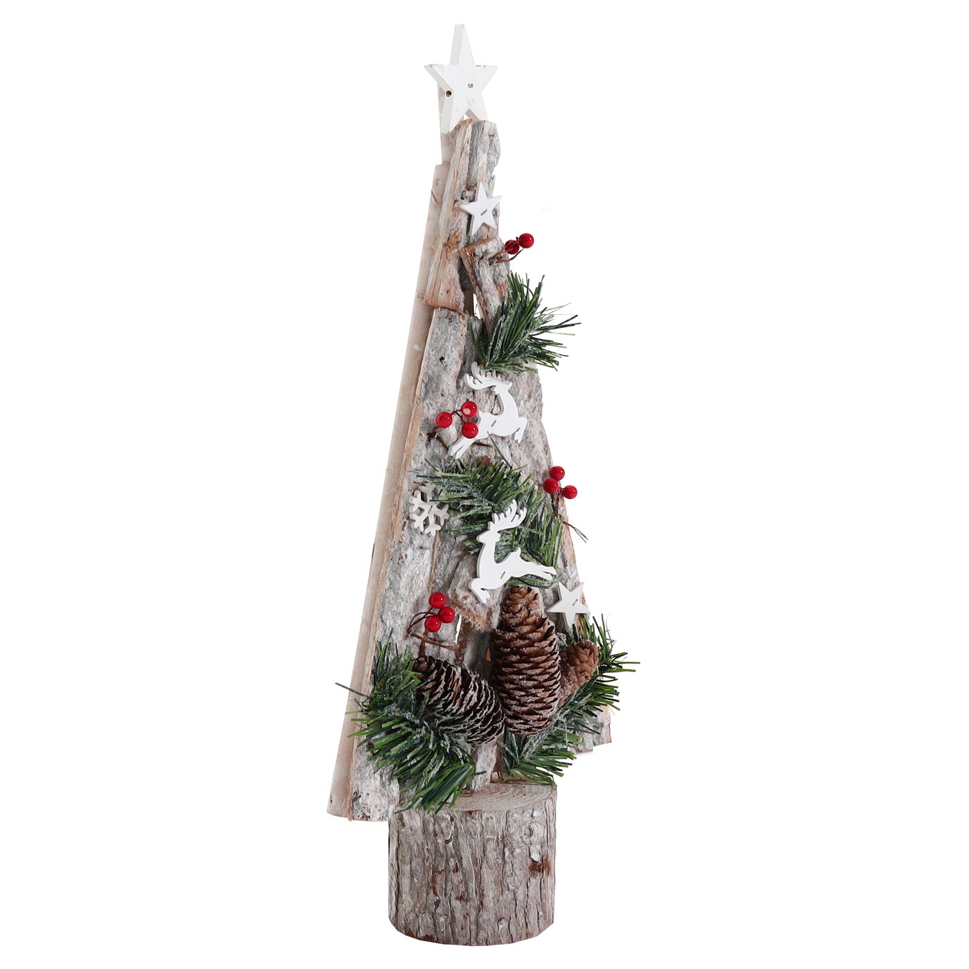 Cosmo Casa - Decoratieve Kerstboom - Kerstboom met Ster Kerstdecoratie - Hout - 57x23x10 cm