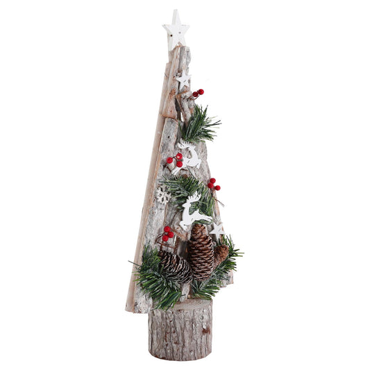 Cosmo Casa - Decoratieve Kerstboom - Kerstboom met Ster Kerstdecoratie - Hout - 57x23x10 cm