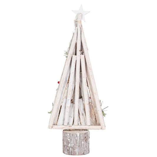 Cosmo Casa - Decoratieve Kerstboom - Kerstboom met Ster Kerstdecoratie - Hout - 57x23x10 cm