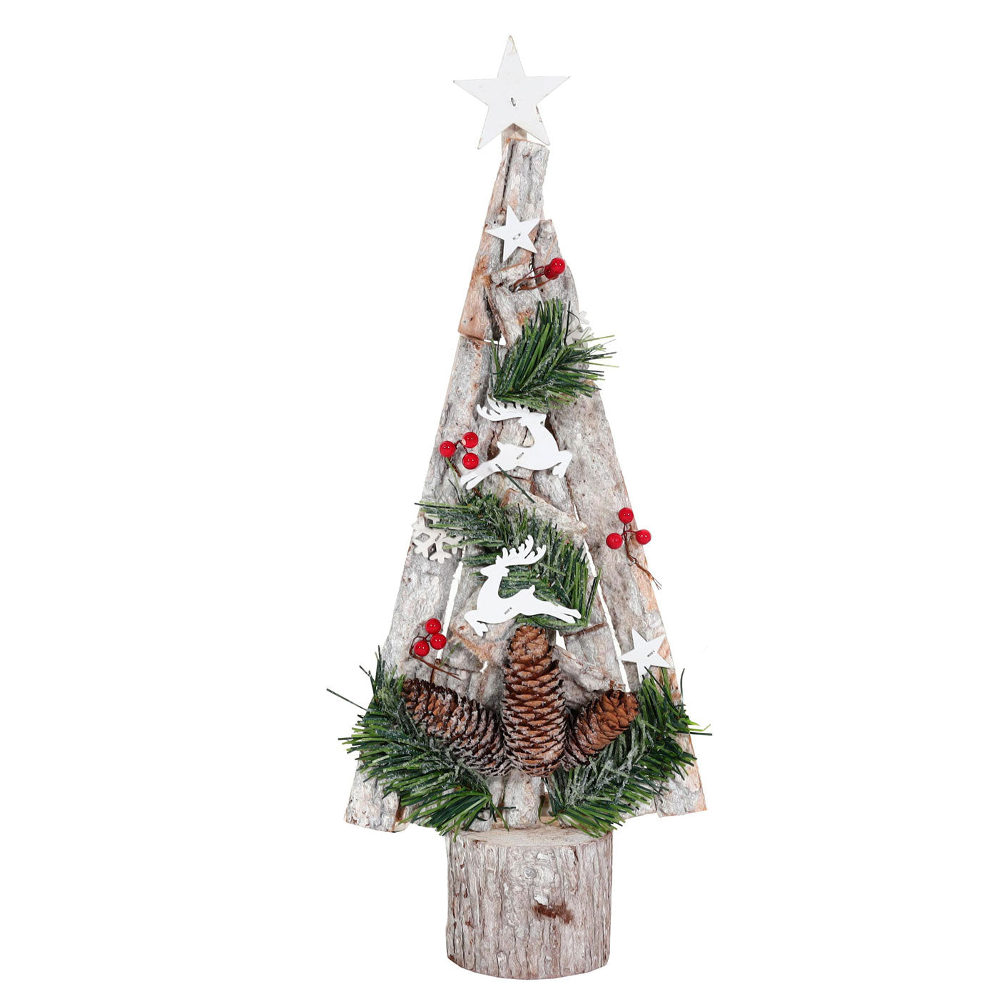 Cosmo Casa - Decoratieve Kerstboom - Kerstboom met Ster Kerstdecoratie - Hout - 57x23x10 cm