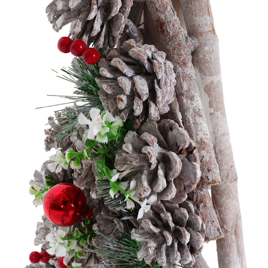 Cosmo Casa - Decoratieve Kerstboom - Kerstdecoratie met Dennenappels - Hout - 60x32x17 cm