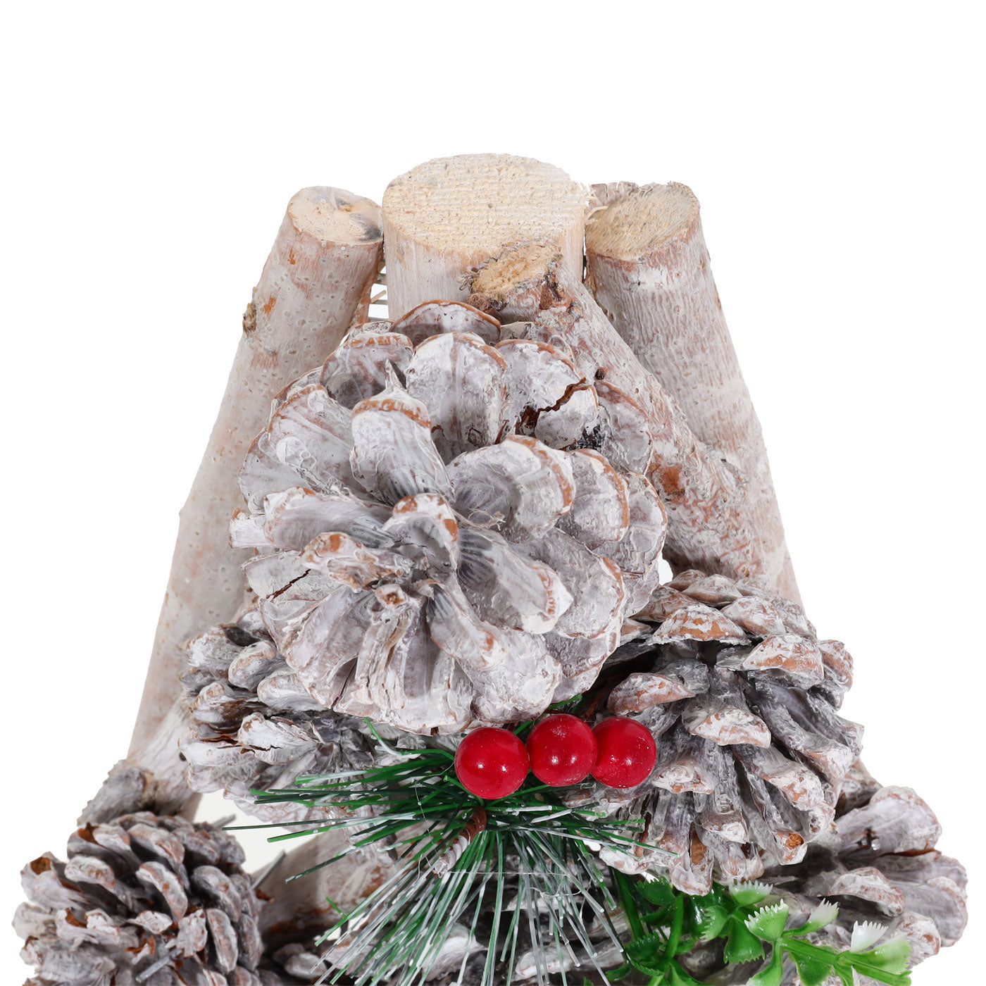 Cosmo Casa - Decoratieve Kerstboom - Kerstdecoratie met Dennenappels - Hout - 60x32x17 cm