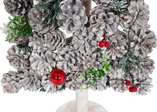 Cosmo Casa - Decoratieve Kerstboom - Kerstdecoratie met Dennenappels - Hout - 60x32x17 cm