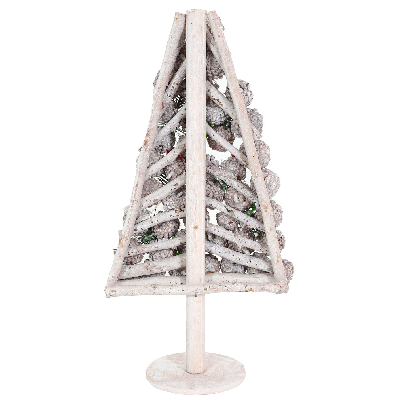 Cosmo Casa - Decoratieve Kerstboom - Kerstdecoratie met Dennenappels - Hout - 60x32x17 cm