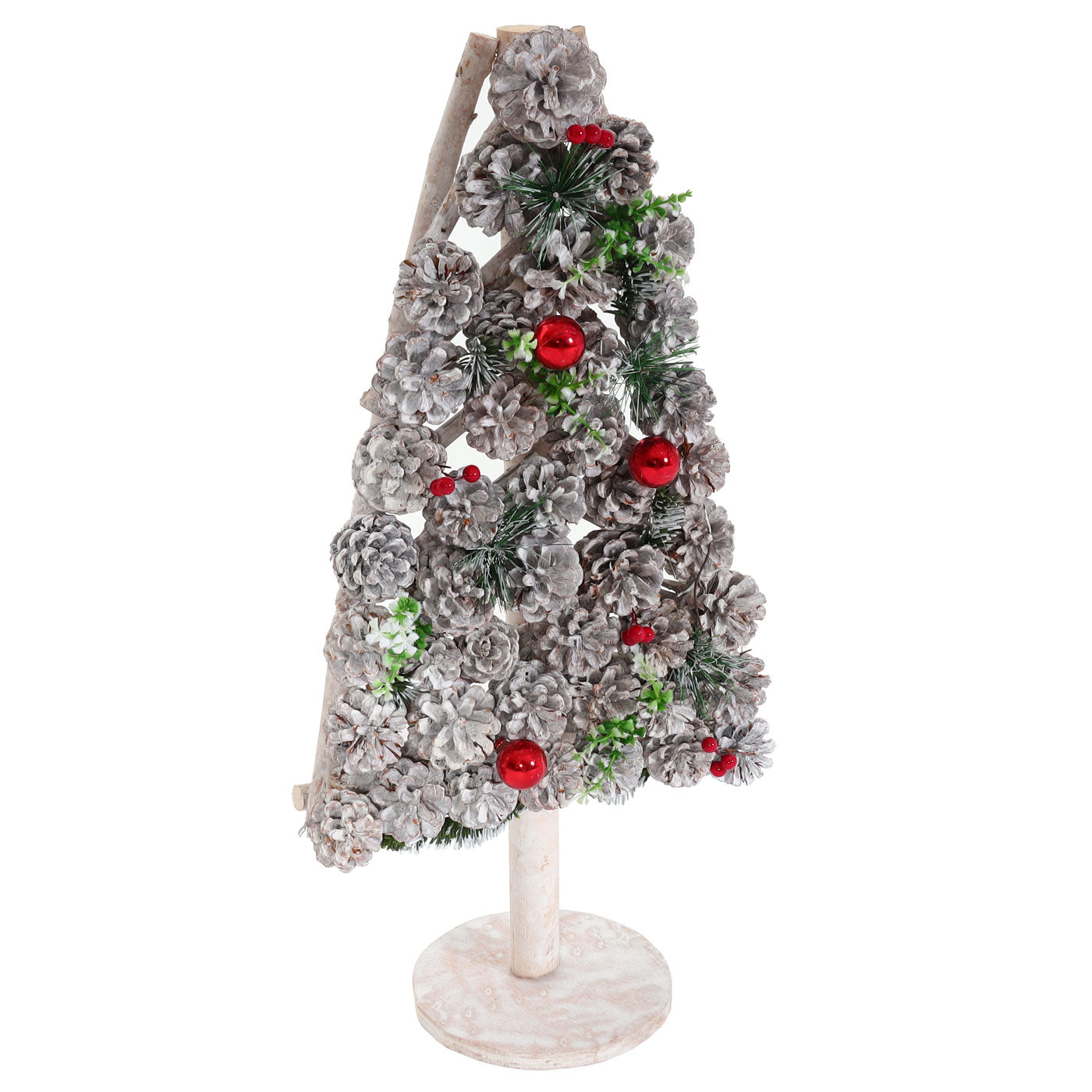 Cosmo Casa - Decoratieve Kerstboom - Kerstdecoratie met Dennenappels - Hout - 60x32x17 cm