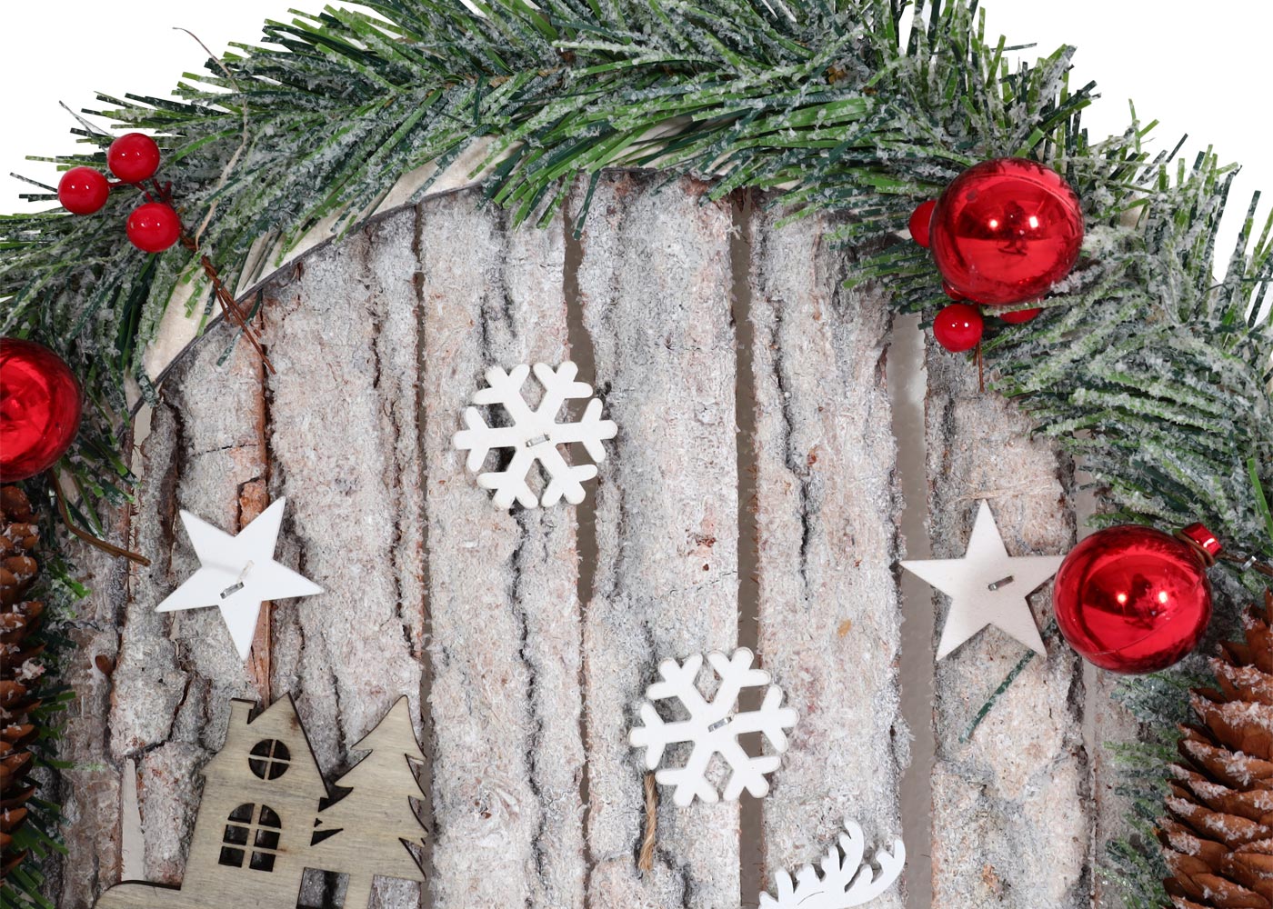 Cosmo Casa - Deurkrans - Decoratieve Kerstkrans met Dennenappels - Hout - Natuurlijke Bruin