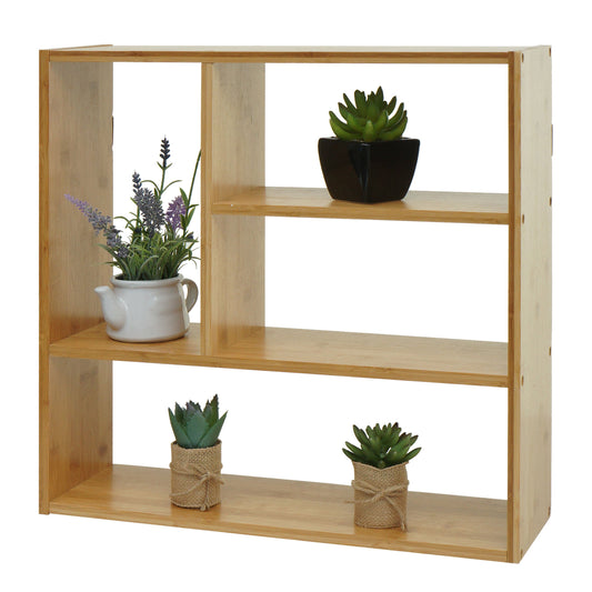 Cosmo Casa - Wandplank - Met vakken - Bamboe - Naturel - 50×50×15 cm