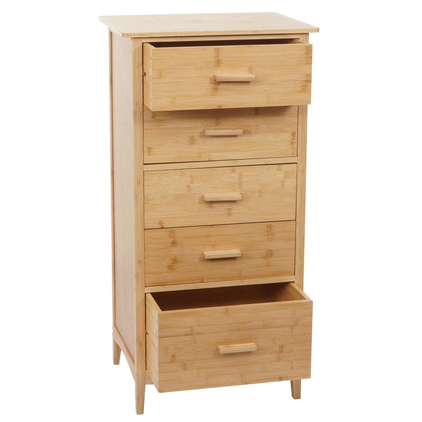 Cosmo Casa - Bamboe Ladekast - Badkamerkast - Dressoir - Badkameropslag - Bijzetkast - Plank - 5 Lades - 100x50x40cm