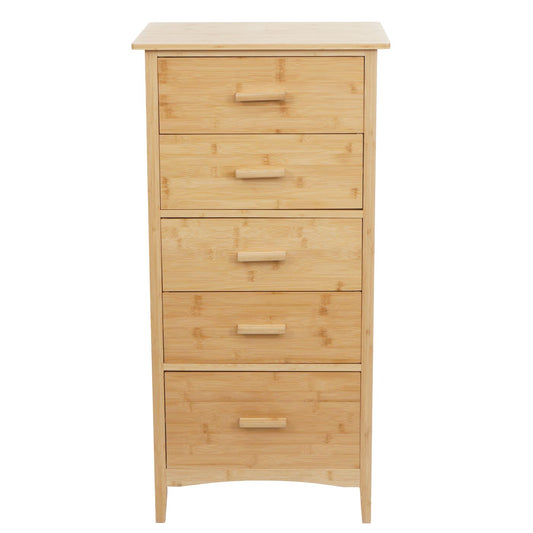 Cosmo Casa - Bamboe Ladekast - Badkamerkast - Dressoir - Badkameropslag - Bijzetkast - Plank - 5 Lades - 100x50x40cm