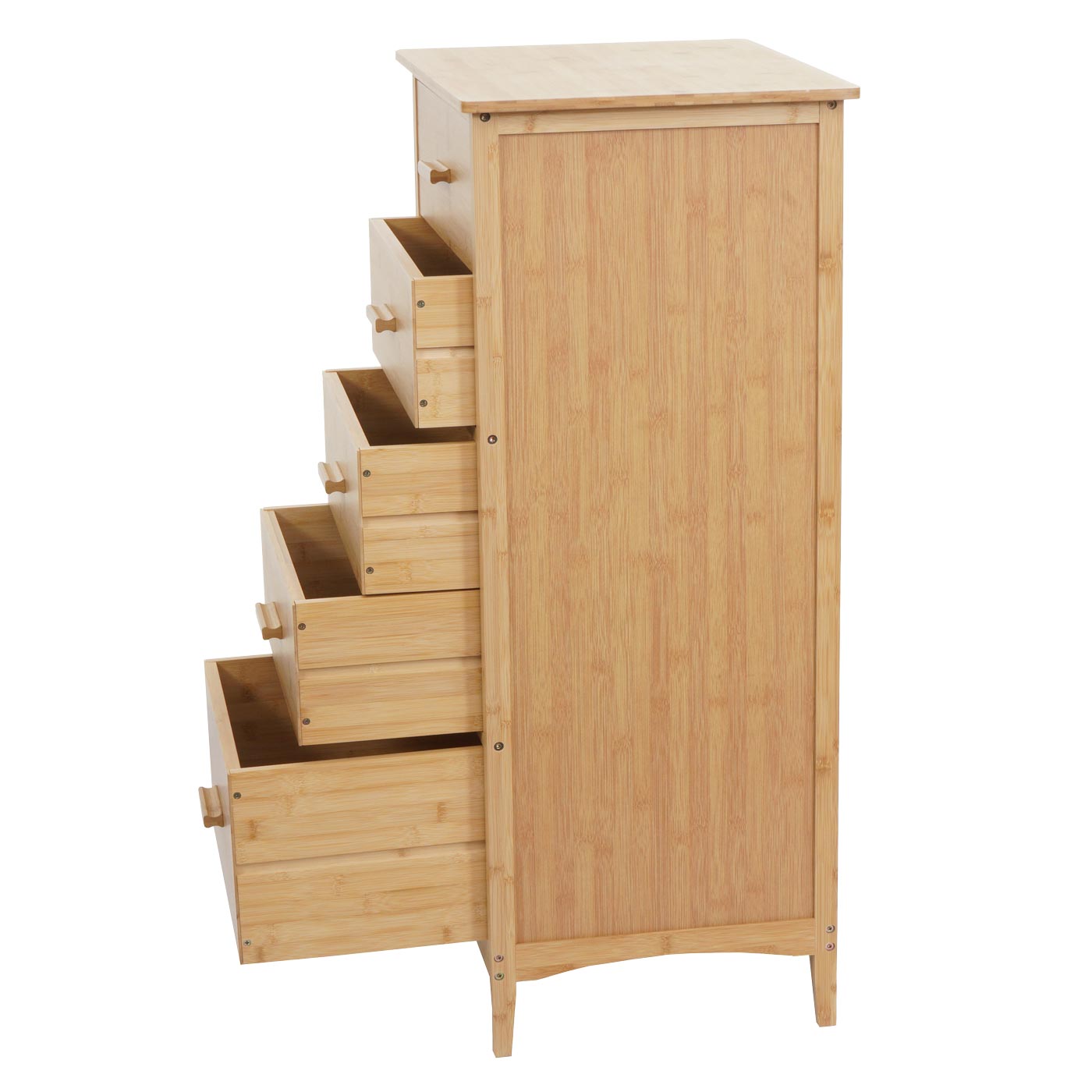 Cosmo Casa - Bamboe Ladekast - Badkamerkast - Dressoir - Badkameropslag - Bijzetkast - Plank - 5 Lades - 100x50x40cm