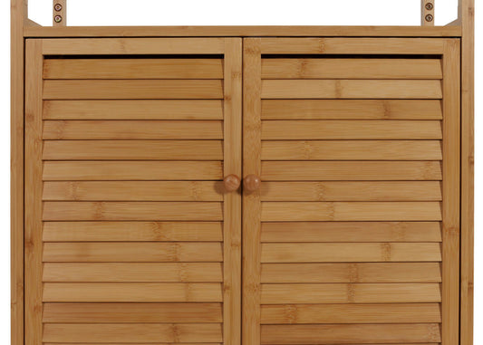 Cosmo Casa - Hoge Kast - Badkamerkast met Planken - Bamboe MDF - 168x64x33cm