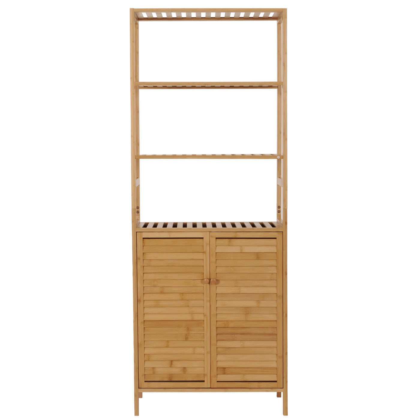 Cosmo Casa - Hoge Kast - Badkamerkast met Planken - Bamboe MDF - 168x64x33cm