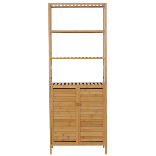 Cosmo Casa - Hoge Kast - Badkamerkast met Planken - Bamboe MDF - 168x64x33cm